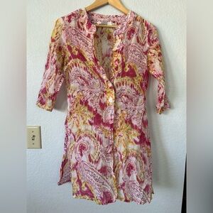 Athleta Paisley Print Women's Tunic dress (cover up)- Pink and Yellow